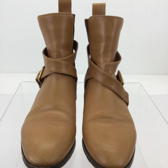 Chloe Brown Leather Flat Ankle Boots Size 36.5/ US 6 - Picture 7 of 12